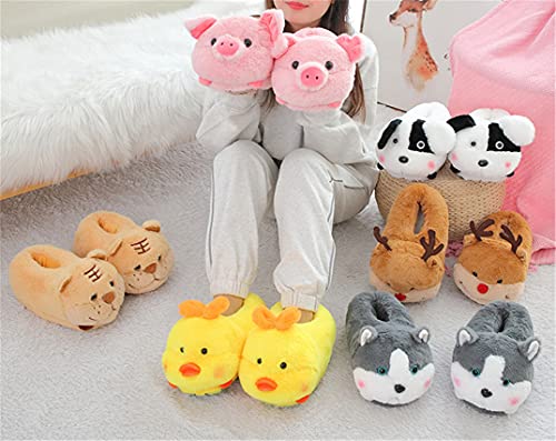 YILANLAN Cute Pig Cartoon Animal Home Furry Slippers - Warm Winter Slippers (5.5, Grey) - Image 5