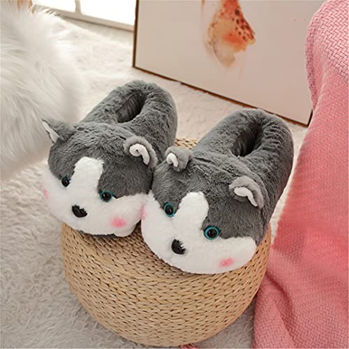 YILANLAN Cute Pig Cartoon Animal Home Furry Slippers - Warm Winter Slippers (5.5, Grey) - Image 2
