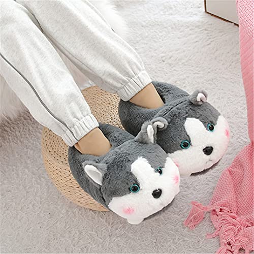 YILANLAN Cute Pig Cartoon Animal Home Furry Slippers - Warm Winter Slippers (5.5, Grey) - Image 3