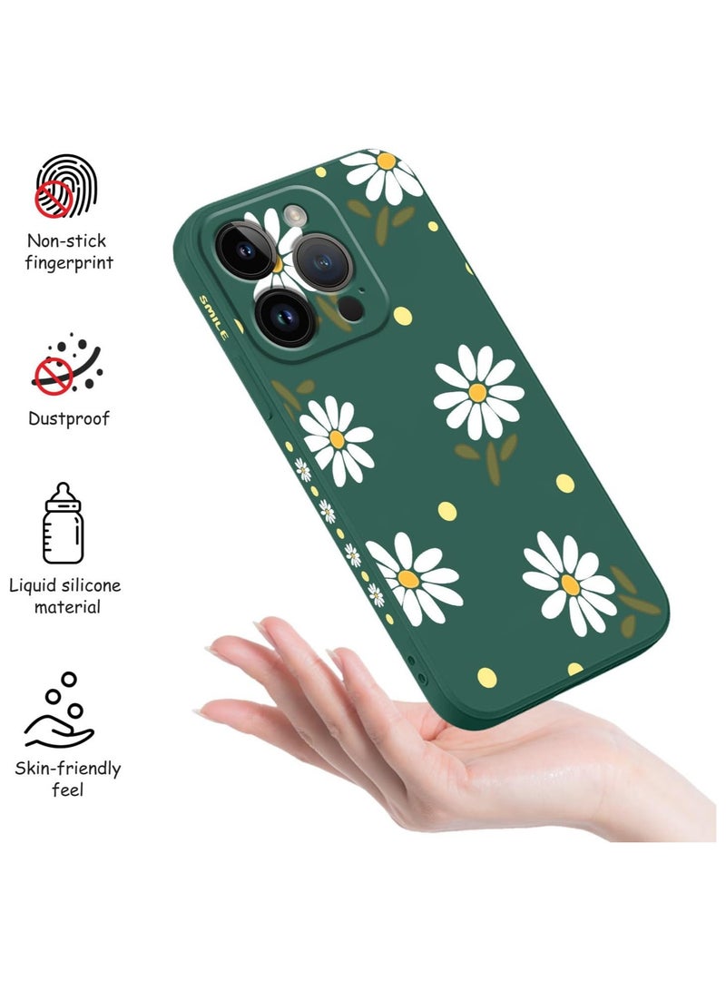 for iPhone 15 Pro Max Cases, Case for iPhone 15 Pro Max Side Chrysanthemum Pattern Design, Soft Shockproof Camera Lens Protector for iPhone 15 Pro Max Case Woman Flower-Dark Green 1 - Image 5