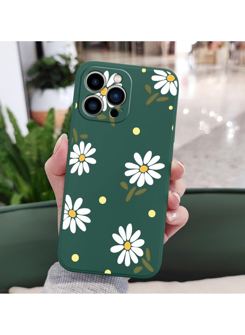 for iPhone 15 Pro Max Cases, Case for iPhone 15 Pro Max Side Chrysanthemum Pattern Design, Soft Shockproof Camera Lens Protector for iPhone 15 Pro Max Case Woman Flower-Dark Green 1 - Image 4