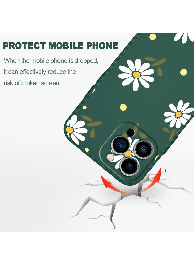 for iPhone 15 Pro Max Cases, Case for iPhone 15 Pro Max Side Chrysanthemum Pattern Design, Soft Shockproof Camera Lens Protector for iPhone 15 Pro Max Case Woman Flower-Dark Green 1 - Image 2