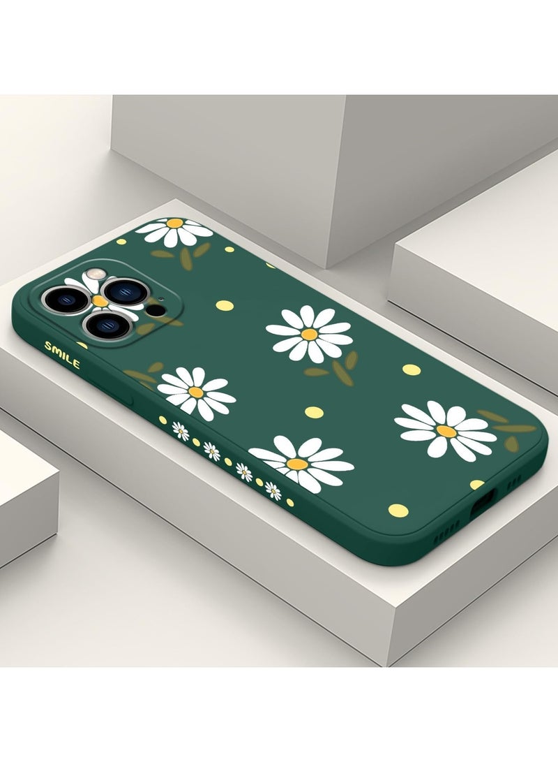 for iPhone 15 Pro Max Cases, Case for iPhone 15 Pro Max Side Chrysanthemum Pattern Design, Soft Shockproof Camera Lens Protector for iPhone 15 Pro Max Case Woman Flower-Dark Green 1 - Image 1