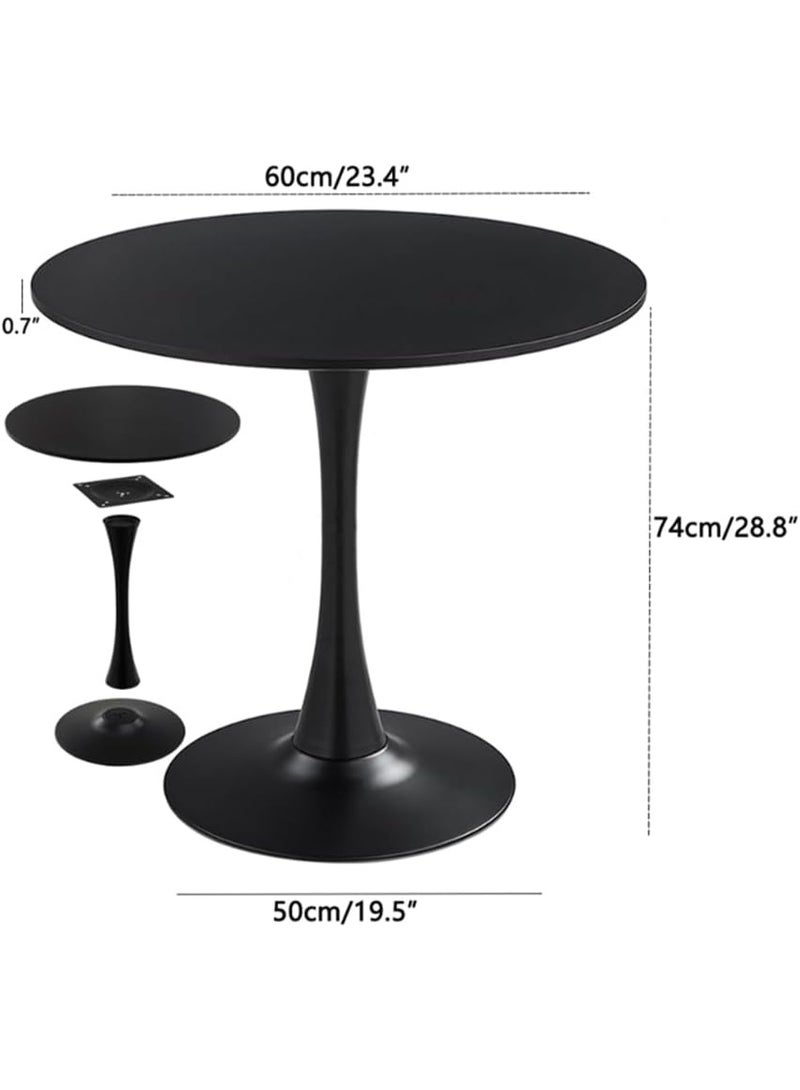 فورثكان طاولة طعام توليب دائرية 23.4 بوصة باللون الأسود، مناسبة لـ 2-4 أشخاص، تصميم عصري بلمسة منتصف القرن، سطح MDF مع قاعدة معدنية متينة لغرفة الطعام أو غرفة المعيشة أو المقهى - Image 2