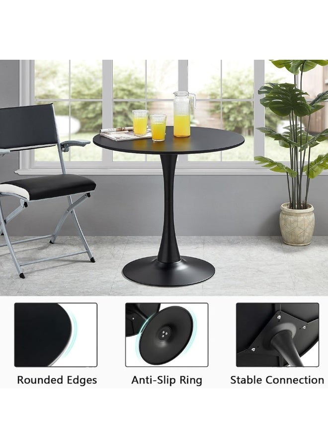 فورثكان طاولة طعام توليب دائرية 23.4 بوصة باللون الأسود، مناسبة لـ 2-4 أشخاص، تصميم عصري بلمسة منتصف القرن، سطح MDF مع قاعدة معدنية متينة لغرفة الطعام أو غرفة المعيشة أو المقهى - Image 4
