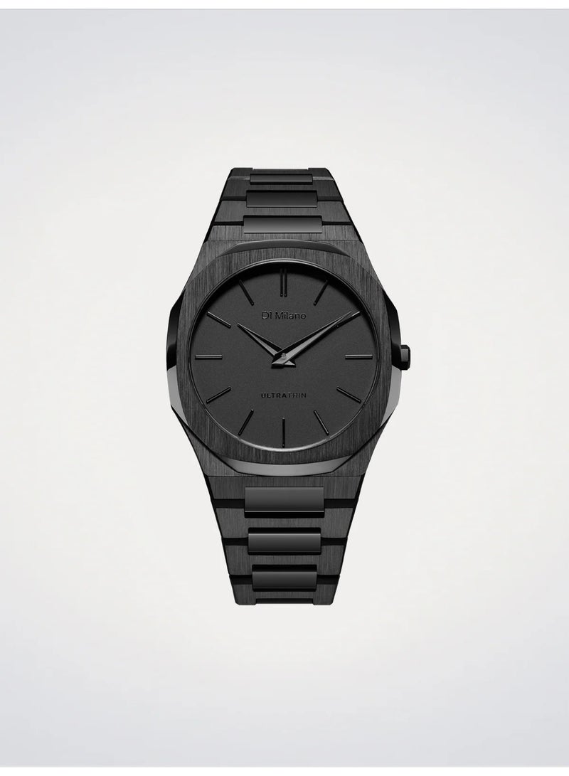 D1 MILANO Ultra Thin Shadow (40mm) Black Striped Dial / Black PVD Stainless Steel Bracelet D1-UTBJSH - Image 1