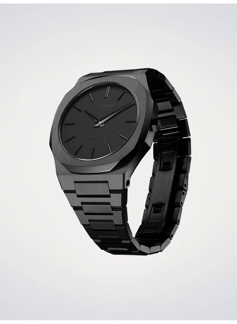 D1 MILANO Ultra Thin Shadow (40mm) Black Striped Dial / Black PVD Stainless Steel Bracelet D1-UTBJSH - Image 4