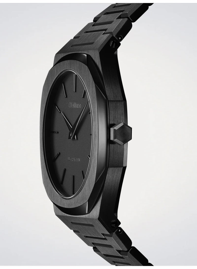 D1 MILANO Ultra Thin Shadow (40mm) Black Striped Dial / Black PVD Stainless Steel Bracelet D1-UTBJSH - Image 3