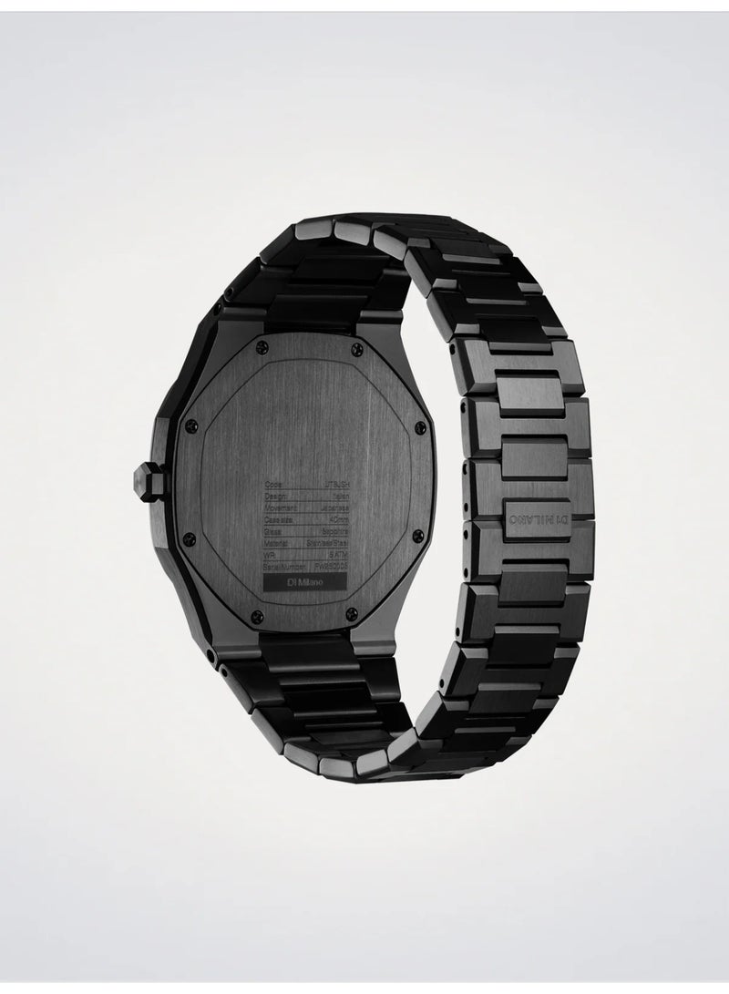 D1 MILANO Ultra Thin Shadow (40mm) Black Striped Dial / Black PVD Stainless Steel Bracelet D1-UTBJSH - Image 2