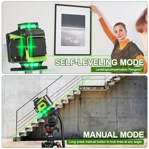ENRIPRT 16 Line Laser Level 360 Self LevelingProfessional 4x360Green Cross Line laser Level Tool for Construction and Picture Hanginglazer leveler tool with 2 BatteriesMagnetic Bracket Remote Control - Image 3