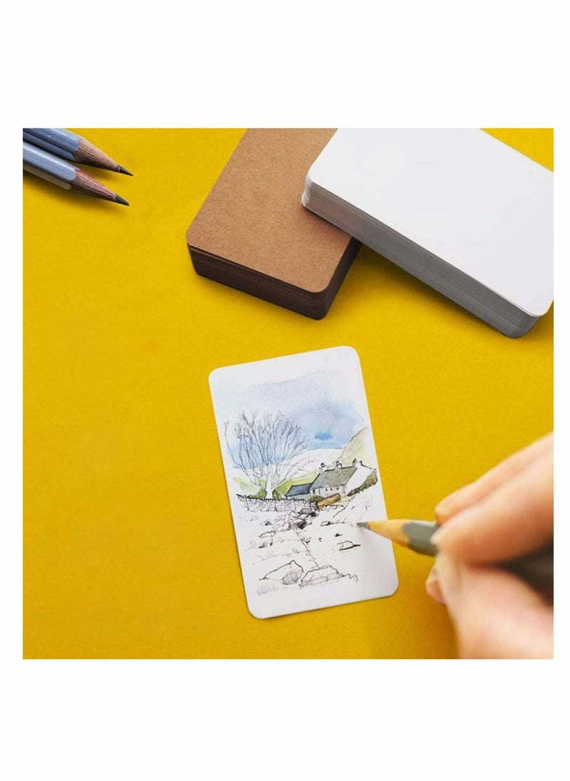 Y&D 300Pcs Blank Kraft Paper Cards, Double-sided Available Word Card, Business Cards Message Card DIY Gift Note Tags Scratch Flash  - Image 2