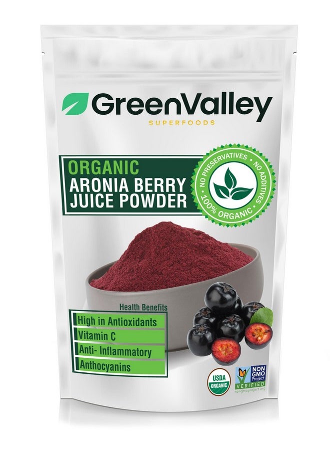 Green Valley Superfoods - Organic Aronia Berry Juice Powder, Chokeberry, Antioxidant Rich Anthocyanins (8 Ounce) - Image 1