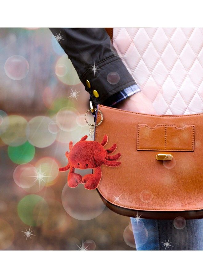 Puzzled حامل مفاتيح محشو على شكل سرطان البحر الأحمر لعبة حيوانات محشوة فرو ناعم حيوانات الحياة البحرية سحر سرطان البحر حلقة مفاتيح زينة لطيفة لعبة محشوة إكسسوار رفيق ممتع 4 بوصات - Image 5