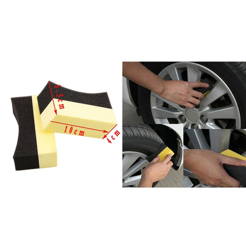 2pcs Car Tire Waxing Polishing Sponge Brush Wheel Cleaning Sponge Pad - Image 2