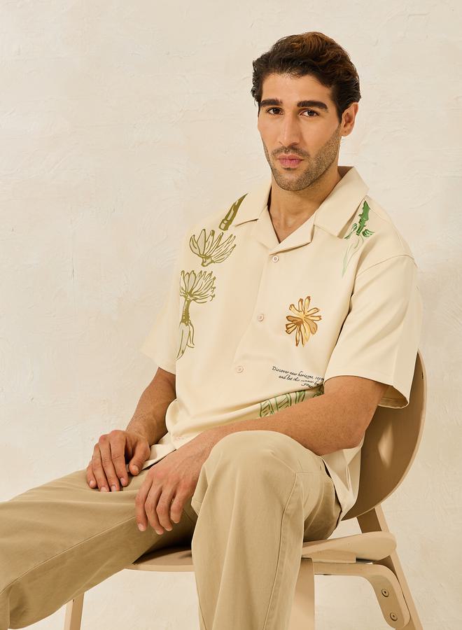 Styli Premium Printed Relaxed Fit Resort Shirt  - Image 1