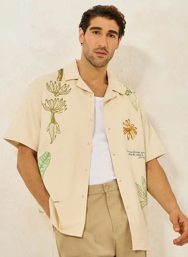 Styli Premium Printed Relaxed Fit Resort Shirt