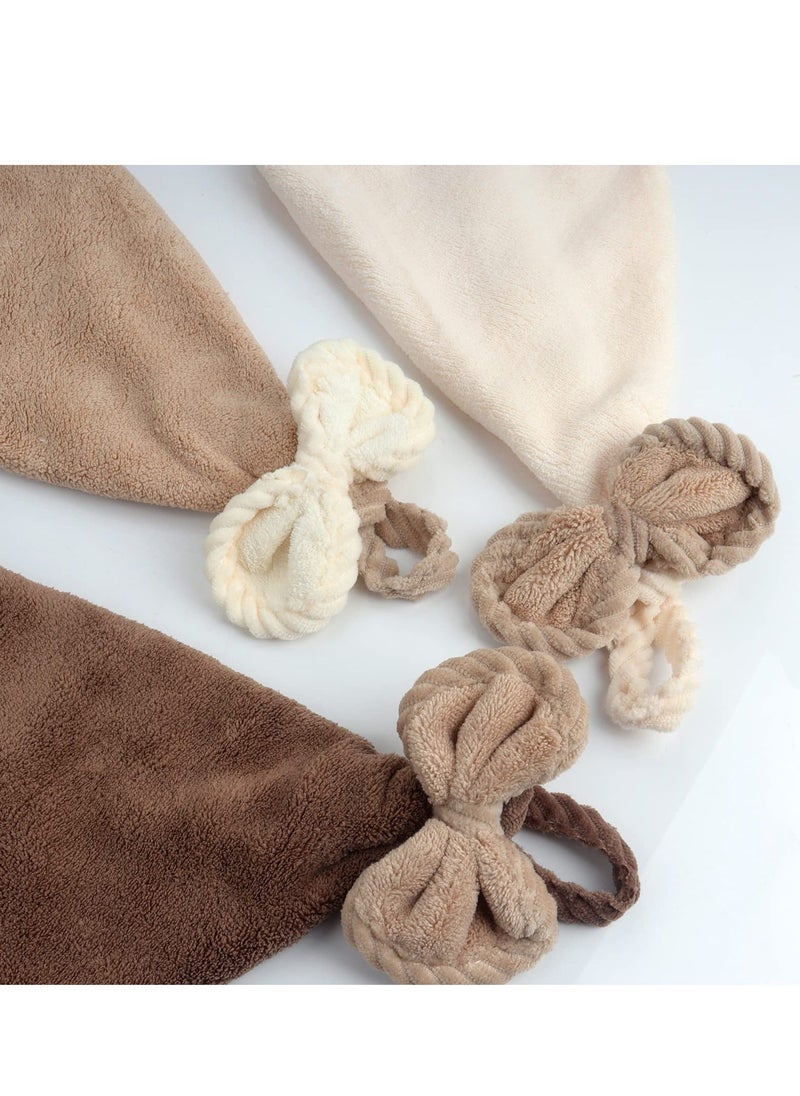 Y&D Hand Dryer Towels, 3pcs Towels with Hanging Loops, Soft and Absorbent Microfiber Coral Fleece Bows for Kitchen Bathroom, Quick Drying, Dark Colour  - Image 5