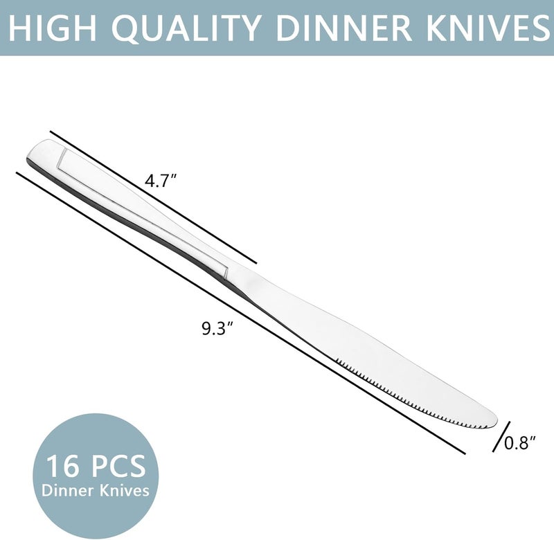Cand Stainless Steel Dinner Knives, Set of 16, Flatware Table Knife Set - Image 4