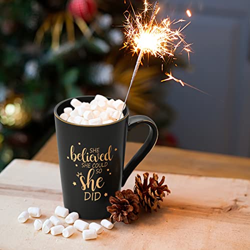 Maustic She Believed She Could So She Did Mug, Graduation Gifts for Her, Coffee Mugs for Women, Congratulations Inspirational Motivational Gifts for Women, Congrats Gift, 14 Oz Black with Gift Box - Image 3