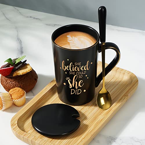Maustic She Believed She Could So She Did Mug, Graduation Gifts for Her, Coffee Mugs for Women, Congratulations Inspirational Motivational Gifts for Women, Congrats Gift, 14 Oz Black with Gift Box - Image 4