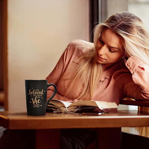 Maustic She Believed She Could So She Did Mug, Graduation Gifts for Her, Coffee Mugs for Women, Congratulations Inspirational Motivational Gifts for Women, Congrats Gift, 14 Oz Black with Gift Box - Image 2
