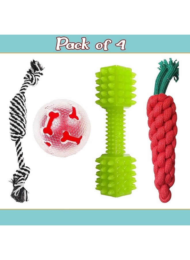 إيميلي بيتس لعبة مضغ للكلاب، لعبة تسنين للجراء، لعبة حبل للكلاب، لعبة كرة مضغ تصدر صريرًا للكلاب، لعبة مطاطية تصدر صريرًا للكلاب والجراء والقطط الصغيرة (قد يختلف اللون كثيرًا) عبوة من 4 قطع - Image 2