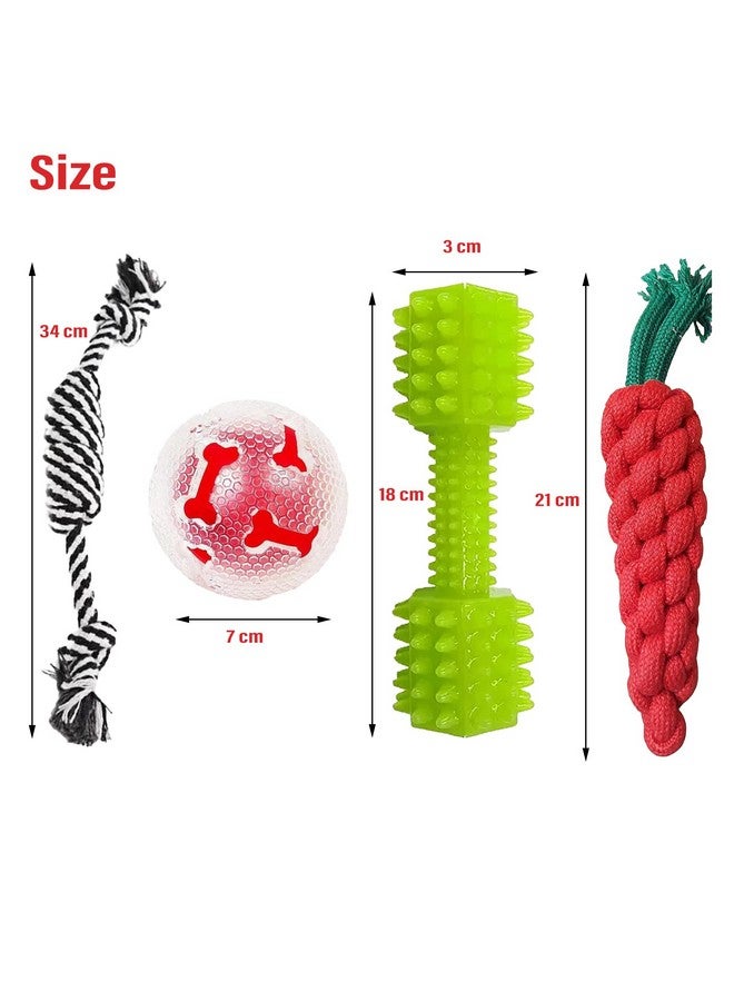 إيميلي بيتس لعبة مضغ للكلاب، لعبة تسنين للجراء، لعبة حبل للكلاب، لعبة كرة مضغ تصدر صريرًا للكلاب، لعبة مطاطية تصدر صريرًا للكلاب والجراء والقطط الصغيرة (قد يختلف اللون كثيرًا) عبوة من 4 قطع - Image 3