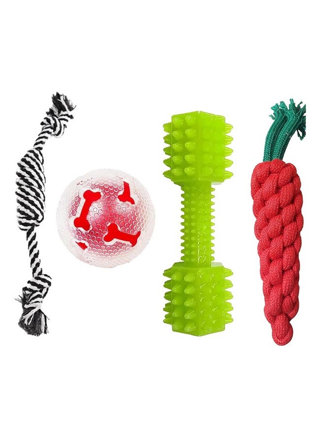 إيميلي بيتس لعبة مضغ للكلاب، لعبة تسنين للجراء، لعبة حبل للكلاب، لعبة كرة مضغ تصدر صريرًا للكلاب، لعبة مطاطية تصدر صريرًا للكلاب والجراء والقطط الصغيرة (قد يختلف اللون كثيرًا) عبوة من 4 قطع - Image 1