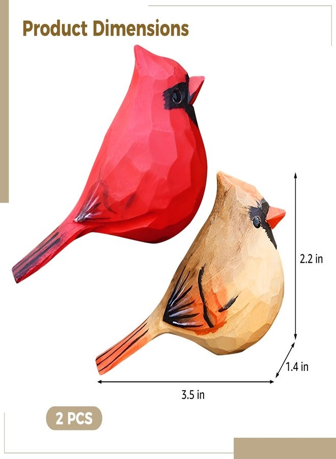 Homaisson 2 PCS Small Cardinal Figurines, Loving Cardinals Present for Couple, Carved Bird Figurine Decor for Home and Outdoor Display - Image 5