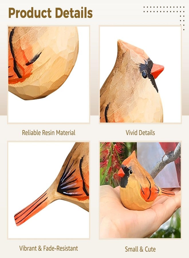 Homaisson 2 PCS Small Cardinal Figurines, Loving Cardinals Present for Couple, Carved Bird Figurine Decor for Home and Outdoor Display - Image 4
