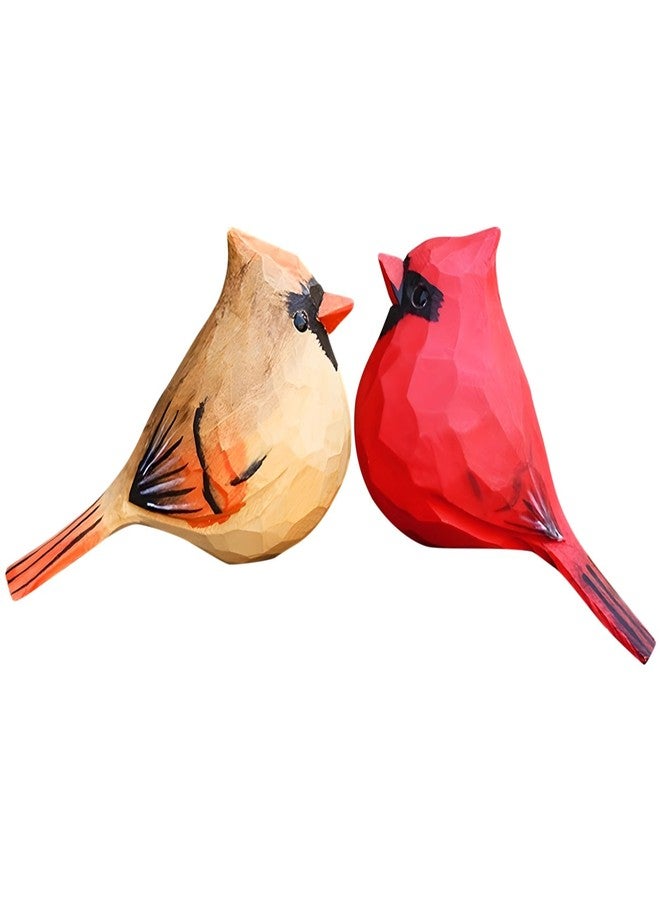 Homaisson 2 PCS Small Cardinal Figurines, Loving Cardinals Present for Couple, Carved Bird Figurine Decor for Home and Outdoor Display - Image 2