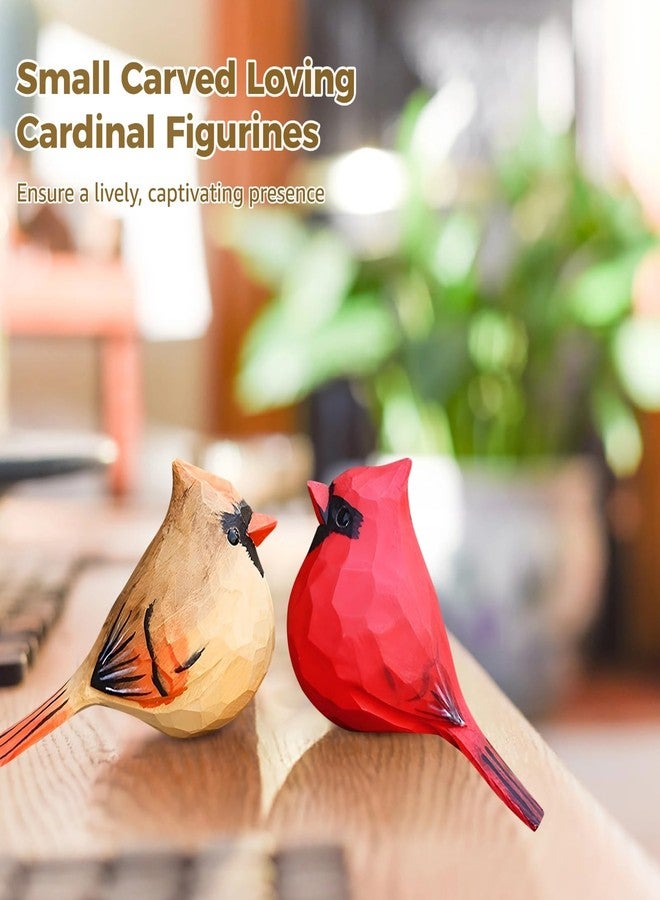Homaisson 2 PCS Small Cardinal Figurines, Loving Cardinals Present for Couple, Carved Bird Figurine Decor for Home and Outdoor Display - Image 3