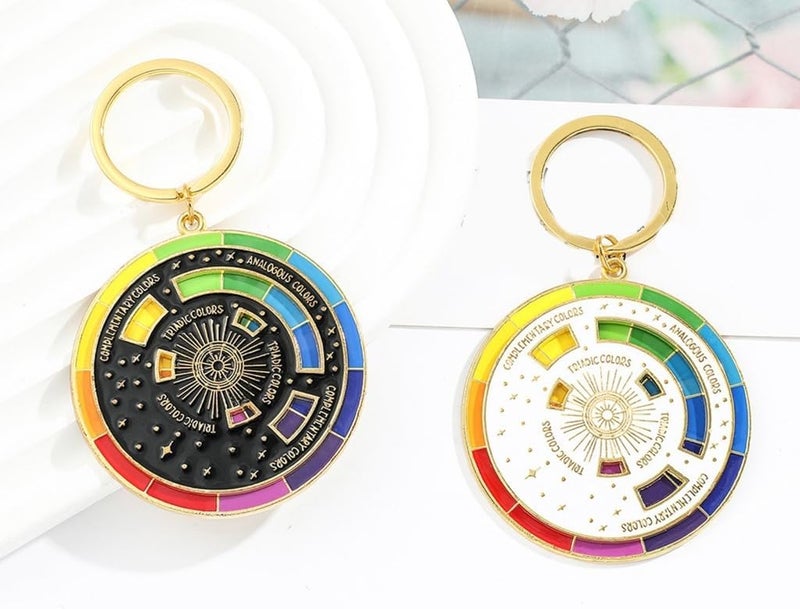Colorful alloy keychain with spinning wheel design, fashionable and portable adult gift, casual use, daily use, white - Image 5
