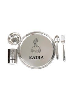 YOUR GIFT STUDIO Your Gift Studio Personalized Meal Time 5pcs Combo Gift Set | Premium Stainless Steel Customized Plate Glass Fork Spoon Sweet Bowl Set | Best Gift for Raksha Bandhan Festival Birthday Boys Girls Kids  - Image 1