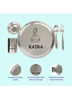 YOUR GIFT STUDIO Your Gift Studio Personalized Meal Time 5pcs Combo Gift Set | Premium Stainless Steel Customized Plate Glass Fork Spoon Sweet Bowl Set | Best Gift for Raksha Bandhan Festival Birthday Boys Girls Kids  - Image 3