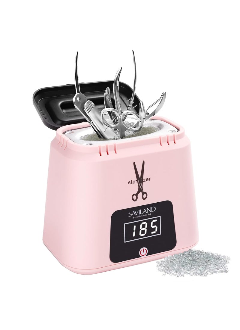 Saviland SAVILAND Nail Tool Sterilizer Electric HighTemperature 365 Sterilizer for Nail Tools Portable Pink Nail Sterilizer with Glass Beads to Sterilize Any Metal Tools Salon  Esthetician Supplies 