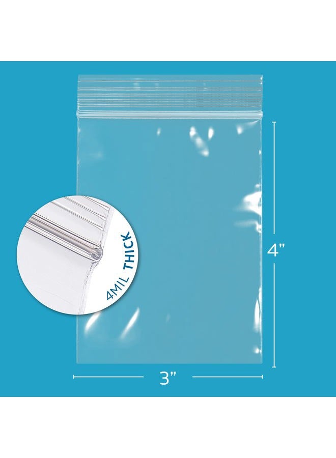 GPI POLY GPI - 3" X 4" Clear Plastic Zip Bags, 100 Count, Heavy-Duty 4 Mil Thick Durable Poly Baggies With Resealable Zipper Lock, Hang-Hole For Display. - Image 2