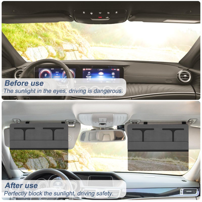 NAZZO Polarized Sun Visor Extender for Car, Car Visor Extender Attachment Sun Blocker, Anti-Glare Removable PC Lens to Expand Sunshade for Safe Driving, Grey - Image 3