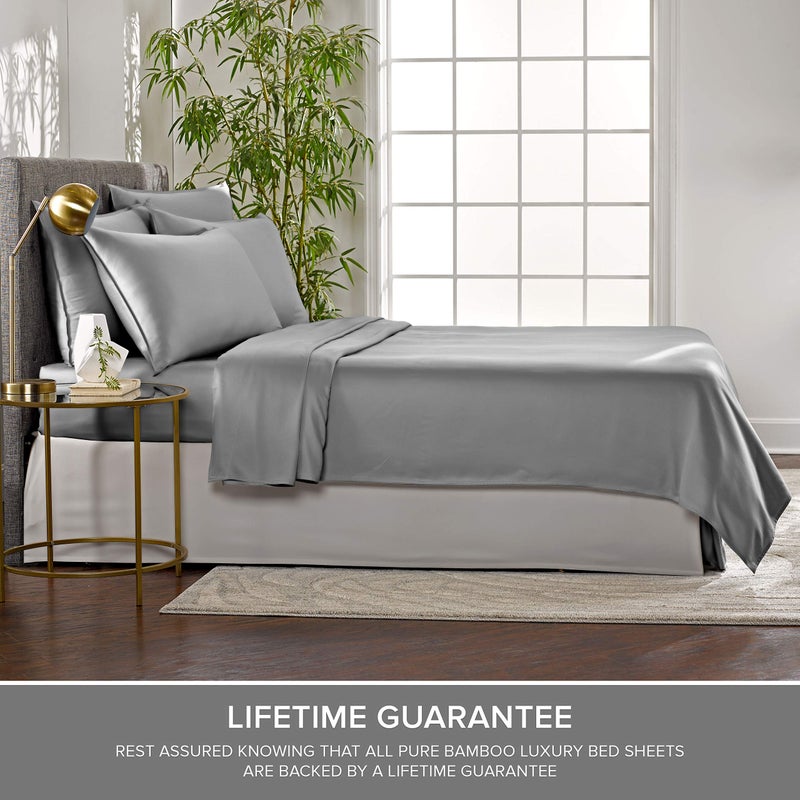 Pure Bamboo Pure Bamboo Split King Bed Sheet Set  Genuine 100% Organic Viscose Derived from Bamboo  Soft & Cooling  Double Stitching  Lifetime Quality Promise *Not for Split Top (Split King  Stone Grey)  - Image 4
