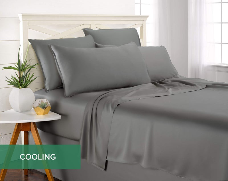 Pure Bamboo Pure Bamboo Split King Bed Sheet Set  Genuine 100% Organic Viscose Derived from Bamboo  Soft & Cooling  Double Stitching  Lifetime Quality Promise *Not for Split Top (Split King  Stone Grey)  - Image 5