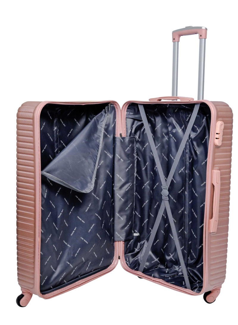 TrekKit حقيبة سفر خفيفة الوزن مقاس 24 بوصة من Siddique تتسع لـ 20 كجم - حقيبة سفر صلبة للسفر | حقيبة أمتعة ABS مع 4 عجلات دوارة (ذهبي وردي، 24 بوصة (61 سم)) - Image 3