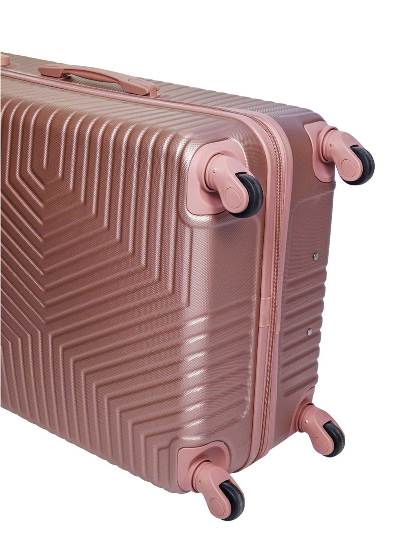 TrekKit حقيبة سفر خفيفة الوزن مقاس 24 بوصة من Siddique تتسع لـ 20 كجم - حقيبة سفر صلبة للسفر | حقيبة أمتعة ABS مع 4 عجلات دوارة (ذهبي وردي، 24 بوصة (61 سم)) - Image 5