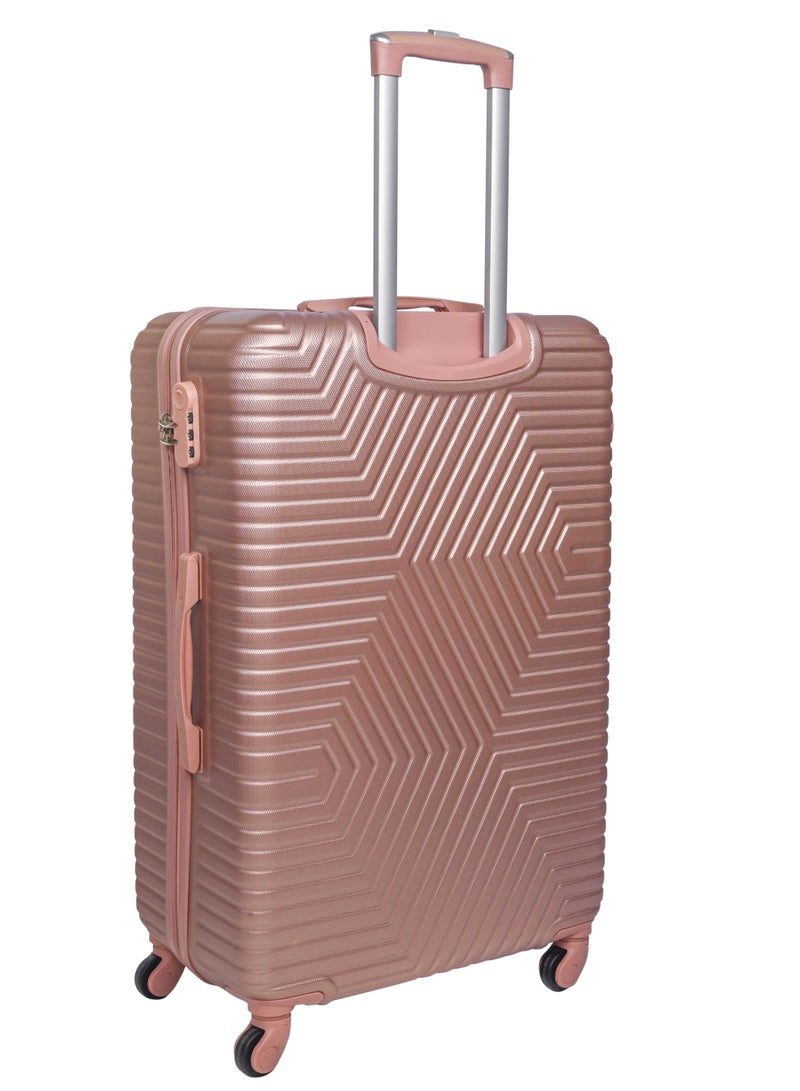 TrekKit حقيبة سفر خفيفة الوزن مقاس 24 بوصة من Siddique تتسع لـ 20 كجم - حقيبة سفر صلبة للسفر | حقيبة أمتعة ABS مع 4 عجلات دوارة (ذهبي وردي، 24 بوصة (61 سم)) - Image 2