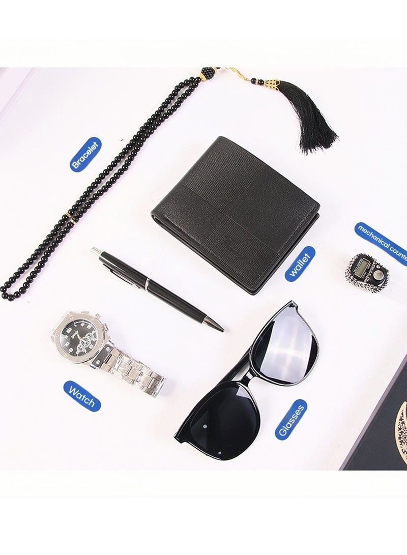 هدايا للرجال - مجموعة هدايا رجالية مكونة من 6 قطع لأعياد الميلاد وهدايا للأصدقاء، تتضمن ساعة رجالية، نظارات شمسية، محفظة، سوار، قلم - مثالية لعيد الأب وهدايا العمل والعطلات - Image 3