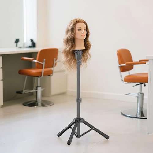 Womnwomn Wig Stand Tripod 50 Inch Adjustable Mannequin Head Stand Wig Head Stand for Cosmetology Hairdressing Training Includes TPins Comb Hair Clips Carrying Bag Head Not Included - Image 3