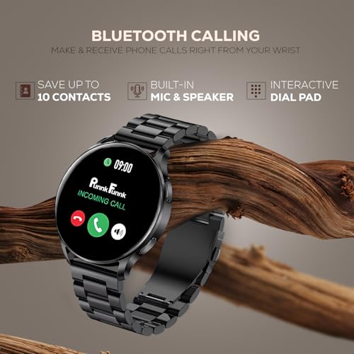 PunnkFunnk Metal Chain Active 2 Max Bluetooth Calling Smartwatch 1.3" Amoled Display 360 * 360 High Resolution 4.2 BT with, 100+ Sports Mode with IP68, Sp02 Tracking, AI Voice Assistant(Black) - Image 2
