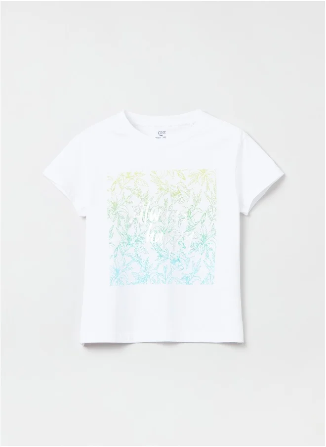 Ovs Cotton T-shirt with foil print