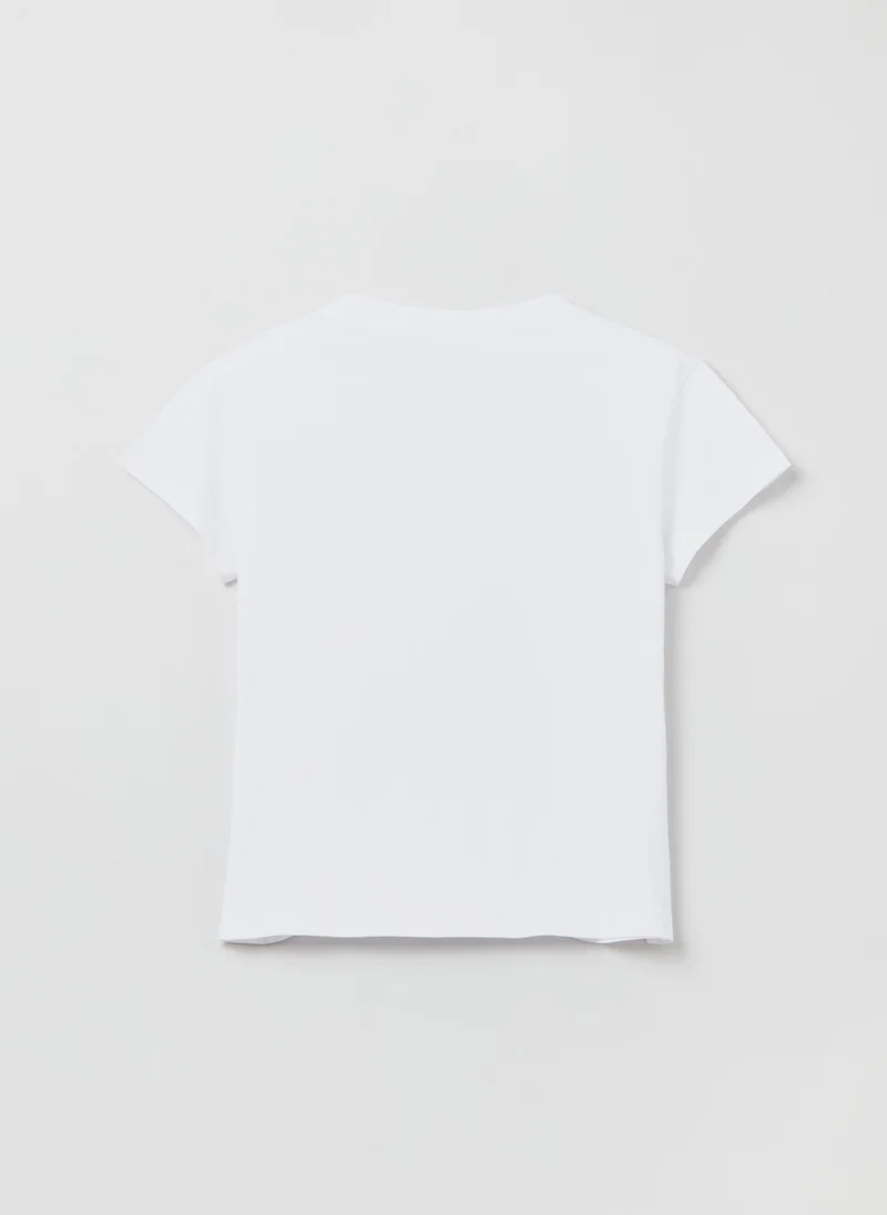 Ovs Cotton T-shirt with foil print