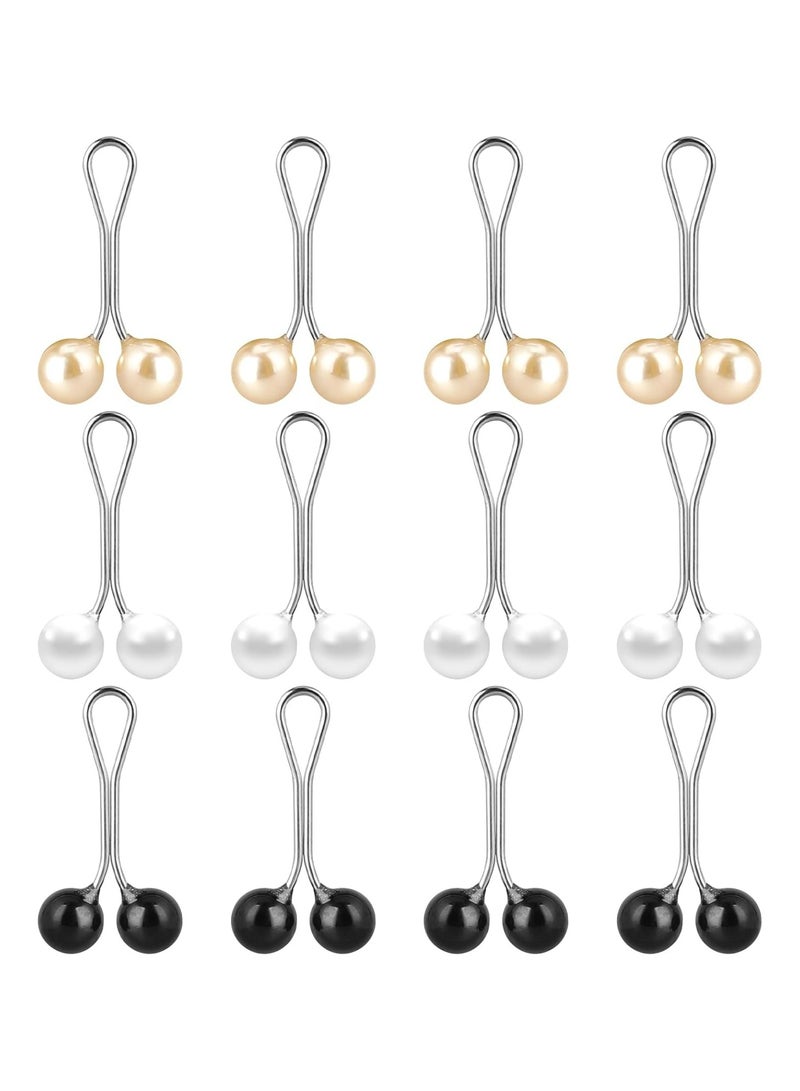 أوزيغالور 12 قطعة من دبابيس الحجاب باللؤلؤ - دبابيس أمان للنساء (أسود، أبيض، ذهبي) - Image 1
