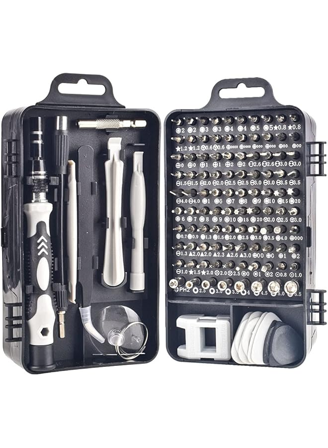 PROMASS promass Mini Precision Screwdriver Set, 115 in 1 Magnetic Screwdriver Bit Kit, Multi-Function Stainless Steel Professional Repair Tool Kit for Phone, Laptop, PC, Glasses, Electronics (Grey)  - Image 1